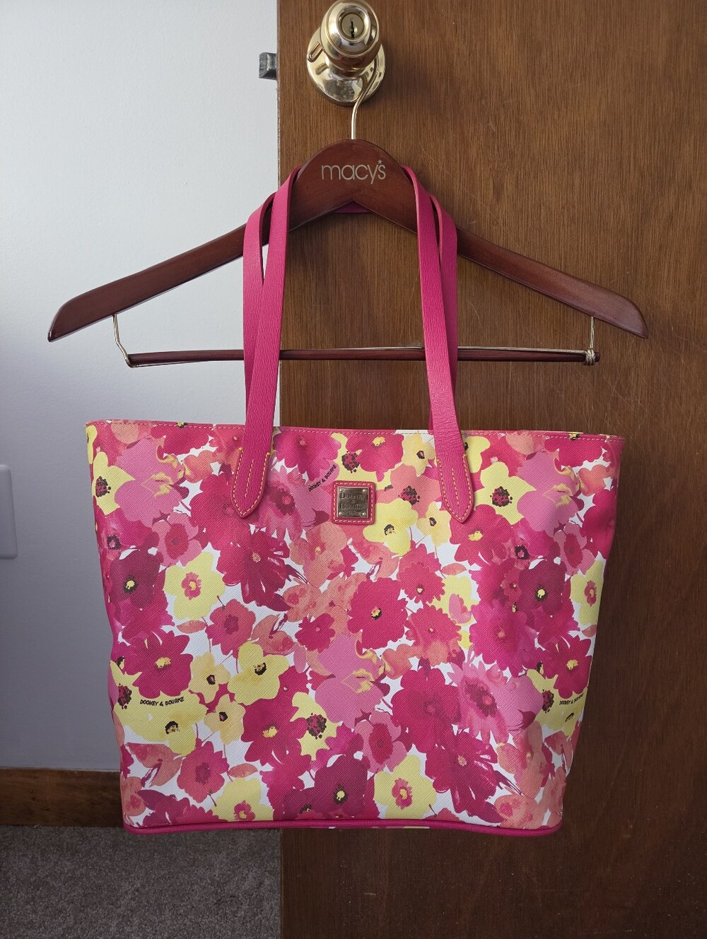 Dooney & Bourke Pink Floral Tote Bag Set Of 3